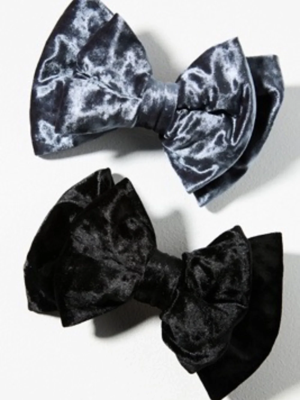 NWT Anthropologie Velvet Hair Bow Barette Set Blue and Black